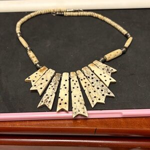 Artisan Vintage African Speckled Cream Bone Necklace
